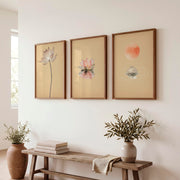 Lotus Moon Japandi Style Artwork - Dark Brown Framed Poster No Border - Artworksets