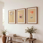 Lotus Moon Japandi Style Artwork - Dark Brown Framed Poster with White Border - Artworksets
