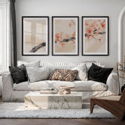 Cherry Blossom Branch in Japandi Style Decor - Black Framed Poster with White Border - Artworksets