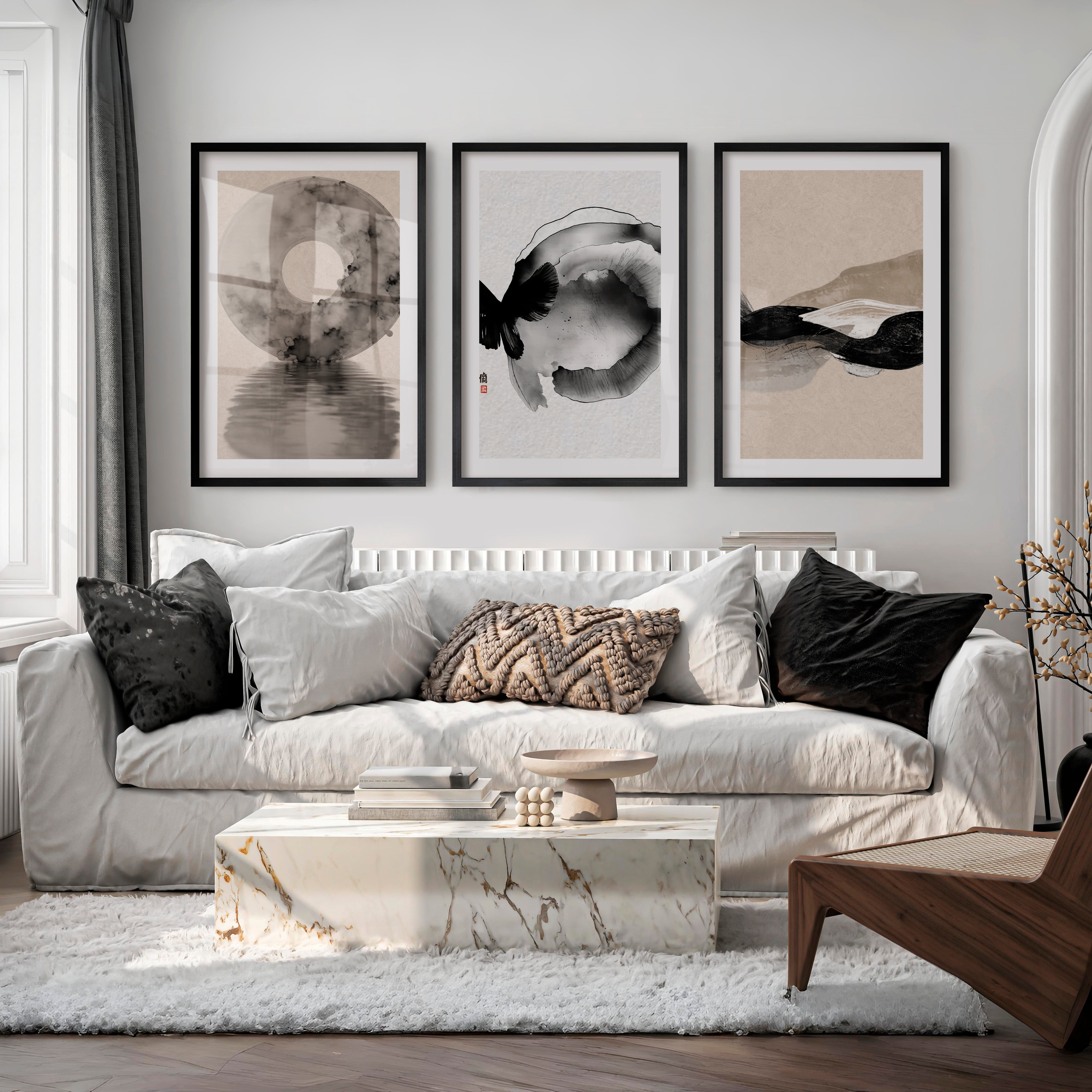 Minimal Butterfly Wall Art for japandi style interior design - Black Framed Poster with White Border - Artworksets