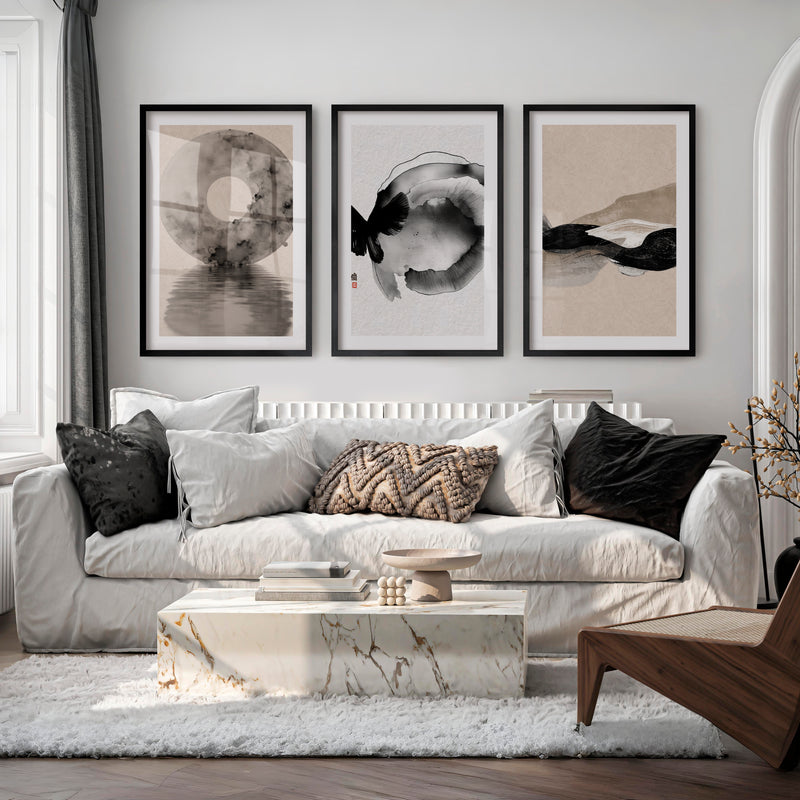 Minimal Butterfly Wall Art for japandi style interior design - Black Framed Poster with White Border - Artworksets