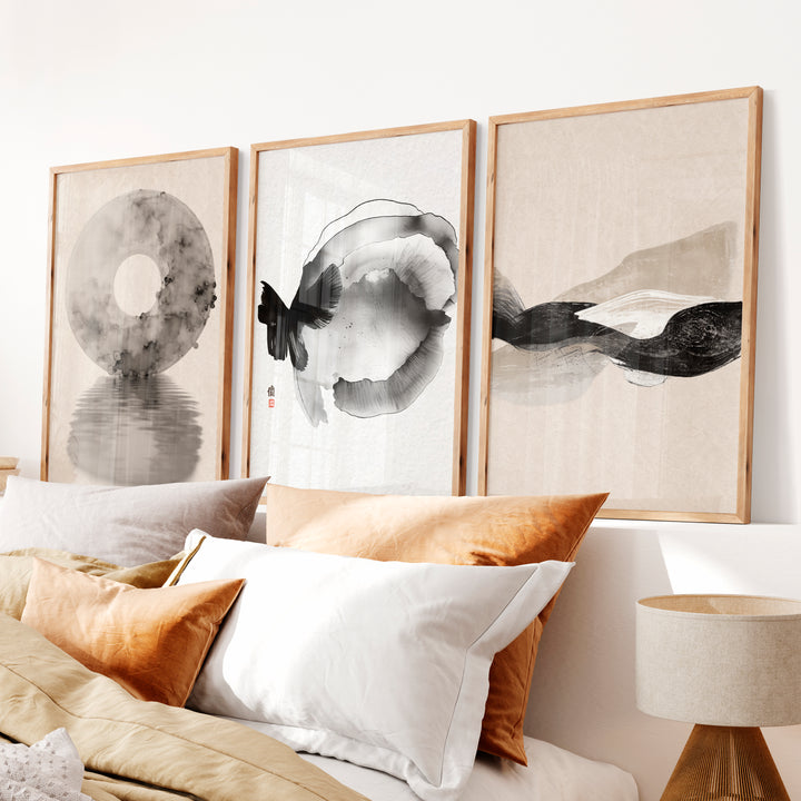 Minimal Butterfly Wall Art for japandi style interior design - Natural Wood Framed Poster No Border - Artworksets
