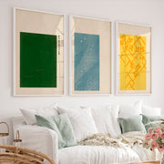 Vine Lattice japandi style interior Triptych - White Framed Poster No Border - Artworksets