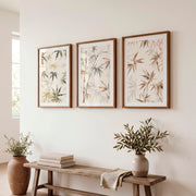 Layered Bamboo japandi wall art - Dark Brown Framed Poster with White Border - Artworksets