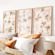 Layered Bamboo japandi wall art - Natural Wood Framed Poster No Border - Artworksets