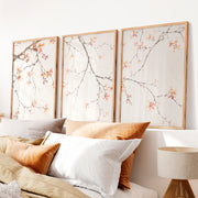 Soft Blossom Japandi Wall Print - Natural Wood Framed Poster No Border - Artworksets