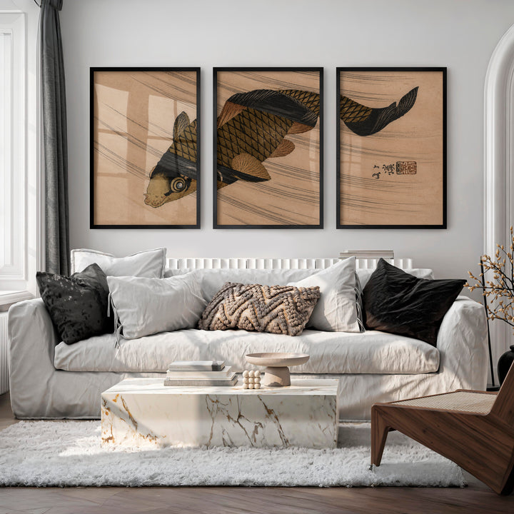 Japanese Abstract Art Featuring Textured Geometric Blocks - Black Framed Poster No Border - Artworksets
