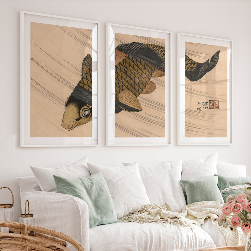 Japanese Abstract Art Featuring Textured Geometric Blocks - White Framed Poster with White Border - Artworksets