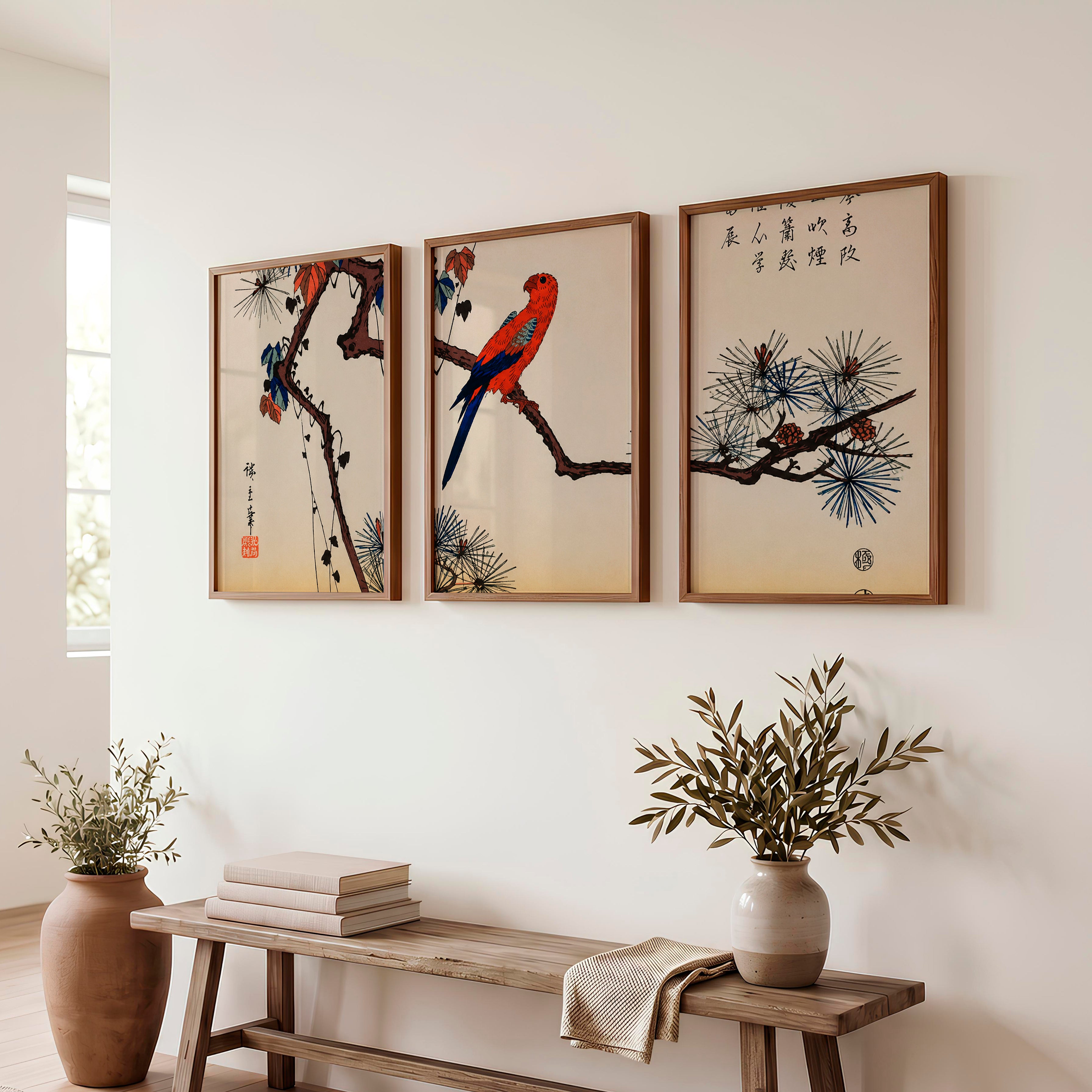 Japanese Abstract Art Featuring Rectangular Organic Shapes - Dark Brown Framed Poster No Border - Artworksets
