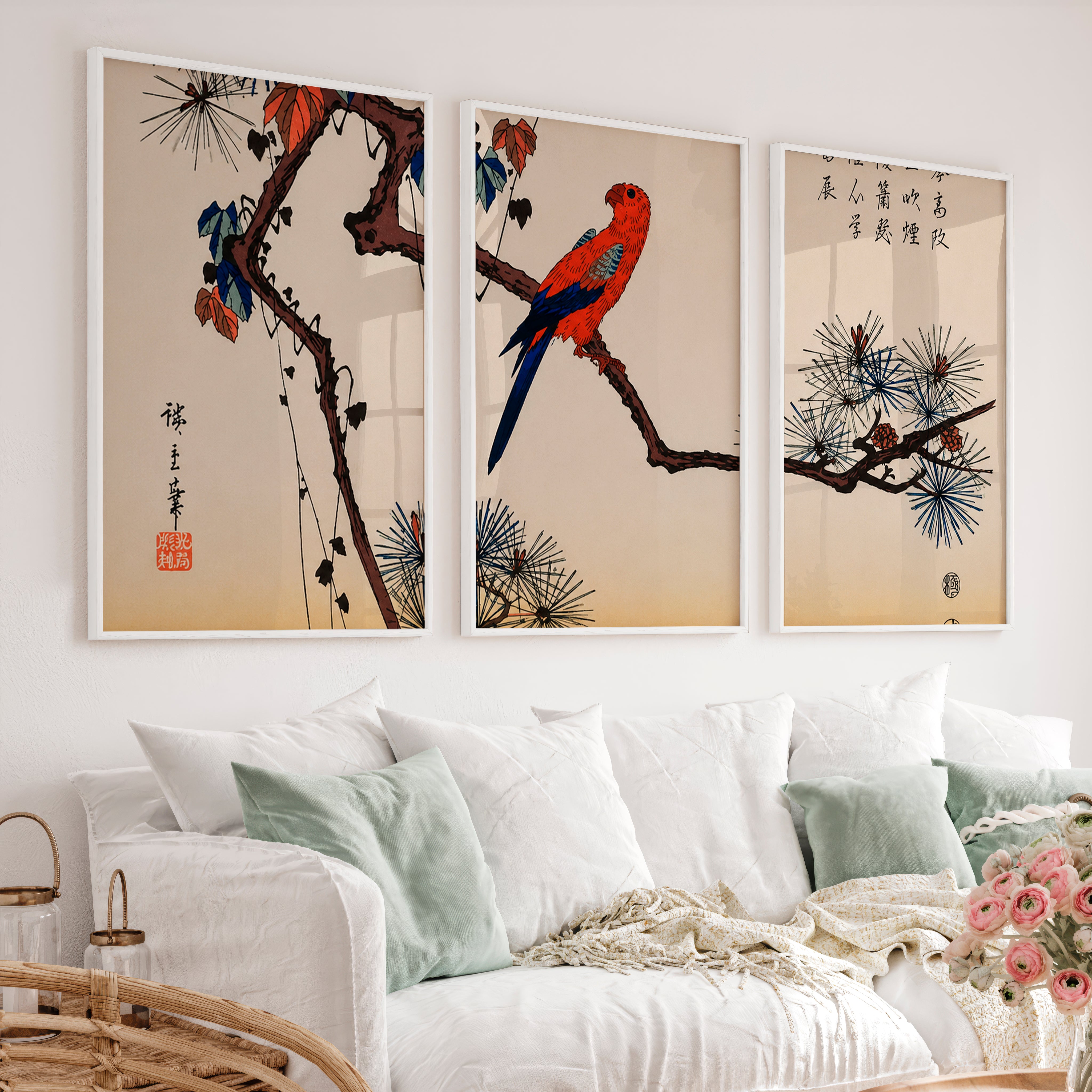 Japanese Abstract Art Featuring Rectangular Organic Shapes - White Framed Poster No Border - Artworksets