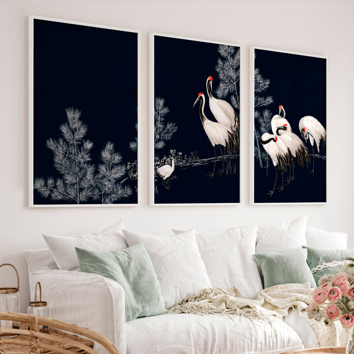 Japanese Abstract Art Featuring Textured Peeling Plaster Triptych - White Framed Poster No Border - Artworksets