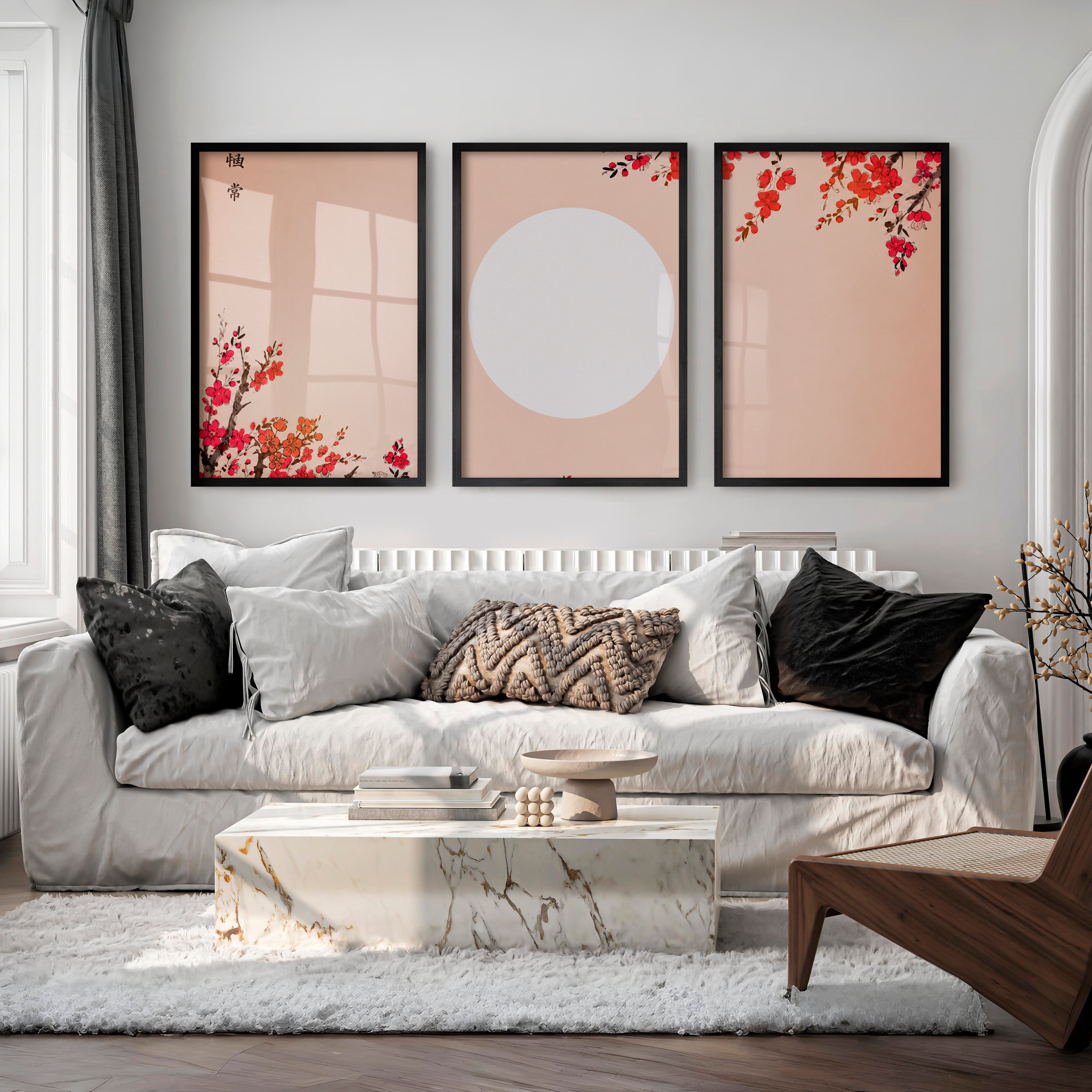 Japanese Abstract Art Featuring Twisted Tree and Spiral Patterns - Black Framed Poster No Border - Artworksets
