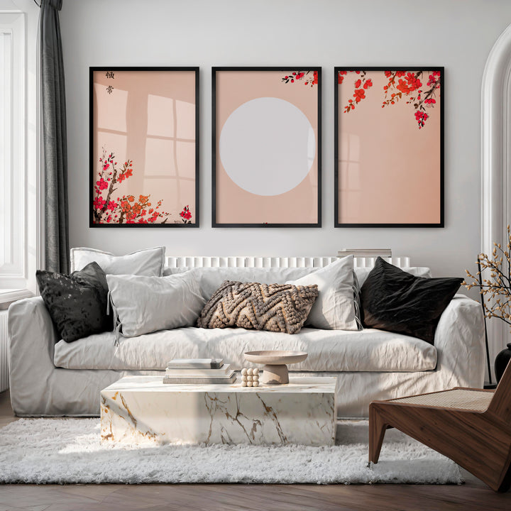 Japanese Abstract Art Featuring Twisted Tree and Spiral Patterns - Black Framed Poster No Border - Artworksets