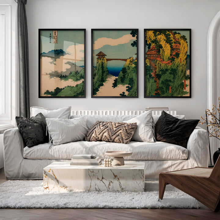Japanese Art Featuring Black Butterfly and Ink Wash Abstraction - Black Framed Poster No Border - Artworksets