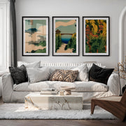Japanese Art Featuring Black Butterfly and Ink Wash Abstraction - Black Framed Poster with White Border - Artworksets