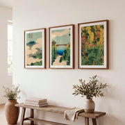 Japanese Art Featuring Black Butterfly and Ink Wash Abstraction - Dark Brown Framed Poster with White Border - Artworksets