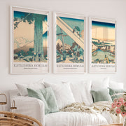 Hokusai japanese art Set with Fuji and Edo Views - White Framed Poster No Border - Artworksets