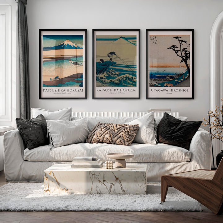Mount Fuji japanese art poster Set - Black Framed Poster No Border - Artworksets