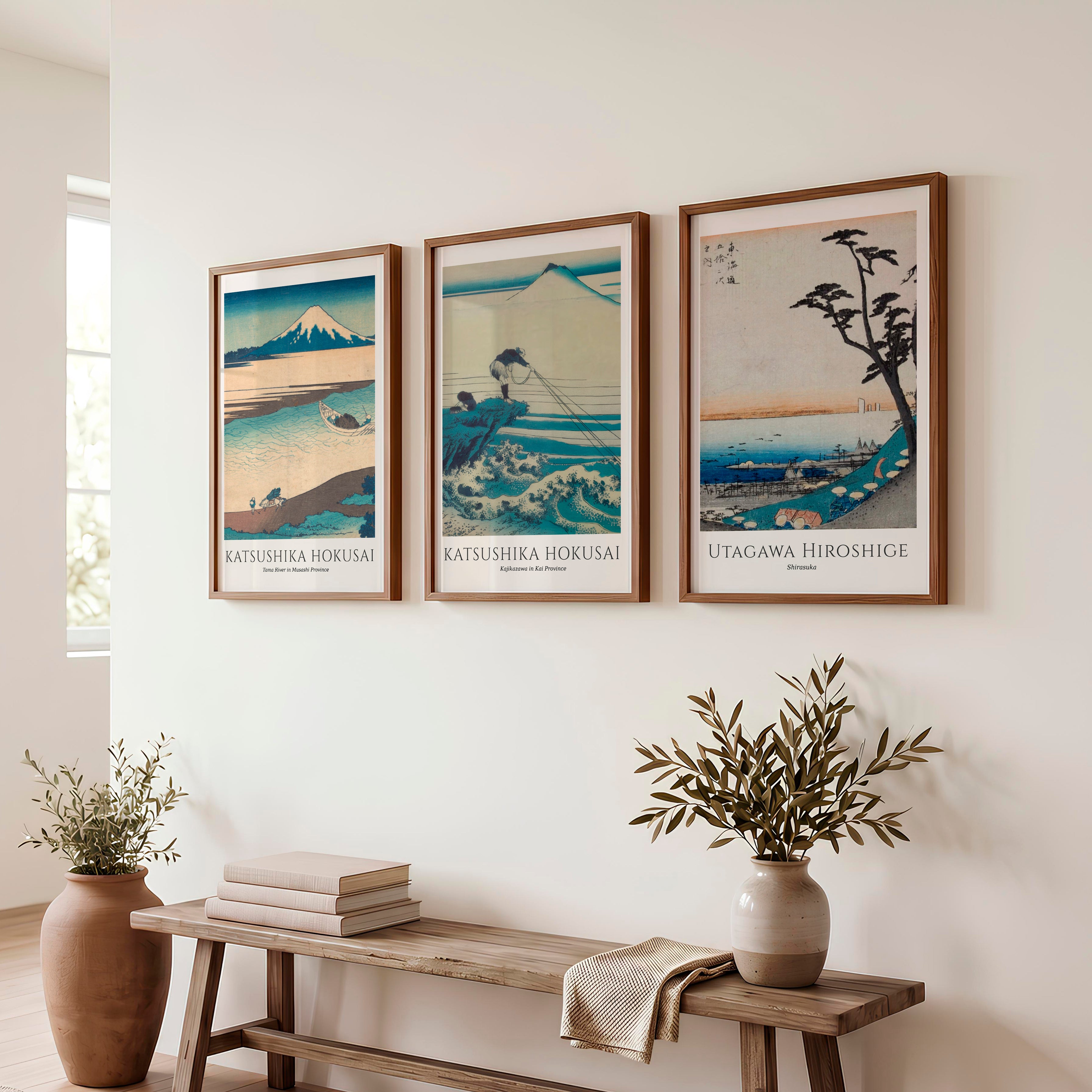 Mount Fuji japanese art poster Set - Dark Brown Framed Poster No Border - Artworksets