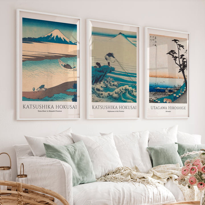 Mount Fuji japanese art poster Set - White Framed Poster No Border - Artworksets