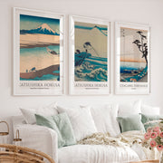 Mount Fuji japanese art poster Set - White Framed Poster with White Border - Artworksets