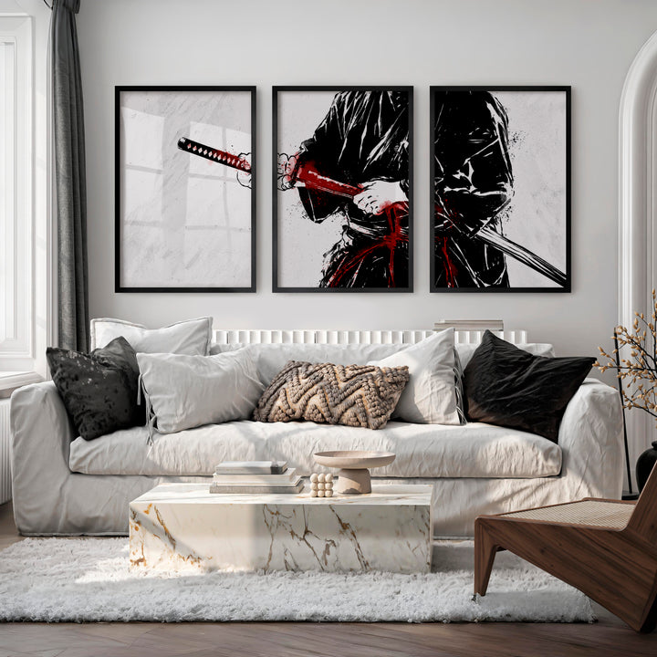 Japanese Art Wall Decor Featuring Cherry Blossom Branches - Black Framed Poster No Border - Artworksets