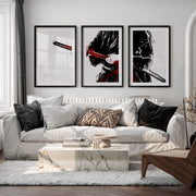 Japanese Art Wall Decor Featuring Cherry Blossom Branches - Black Framed Poster with White Border - Artworksets