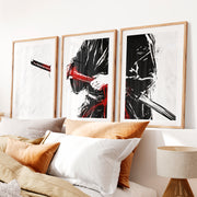 Japanese Art Wall Decor Featuring Cherry Blossom Branches- Natural Wood Framed Poster with White Border - Artworksets