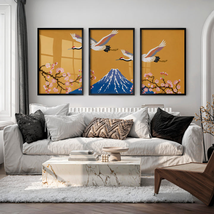 Elegant Japanese Art Wall Featuring Abstract Ink Brushstroke Wave - Black Framed Poster No Border - Artworksets