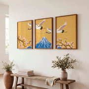 Elegant Japanese Art Wall Featuring Abstract Ink Brushstroke Wave - Dark Brown Framed Poster No Border - Artworksets