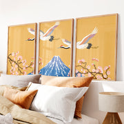 Elegant Japanese Art Wall Featuring Abstract Ink Brushstroke Wave - Natural Wood Framed Poster No Border - Artworksets