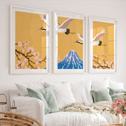 Elegant Japanese Art Wall Featuring Abstract Ink Brushstroke Wave - White Framed Poster with White Border - Artworksets