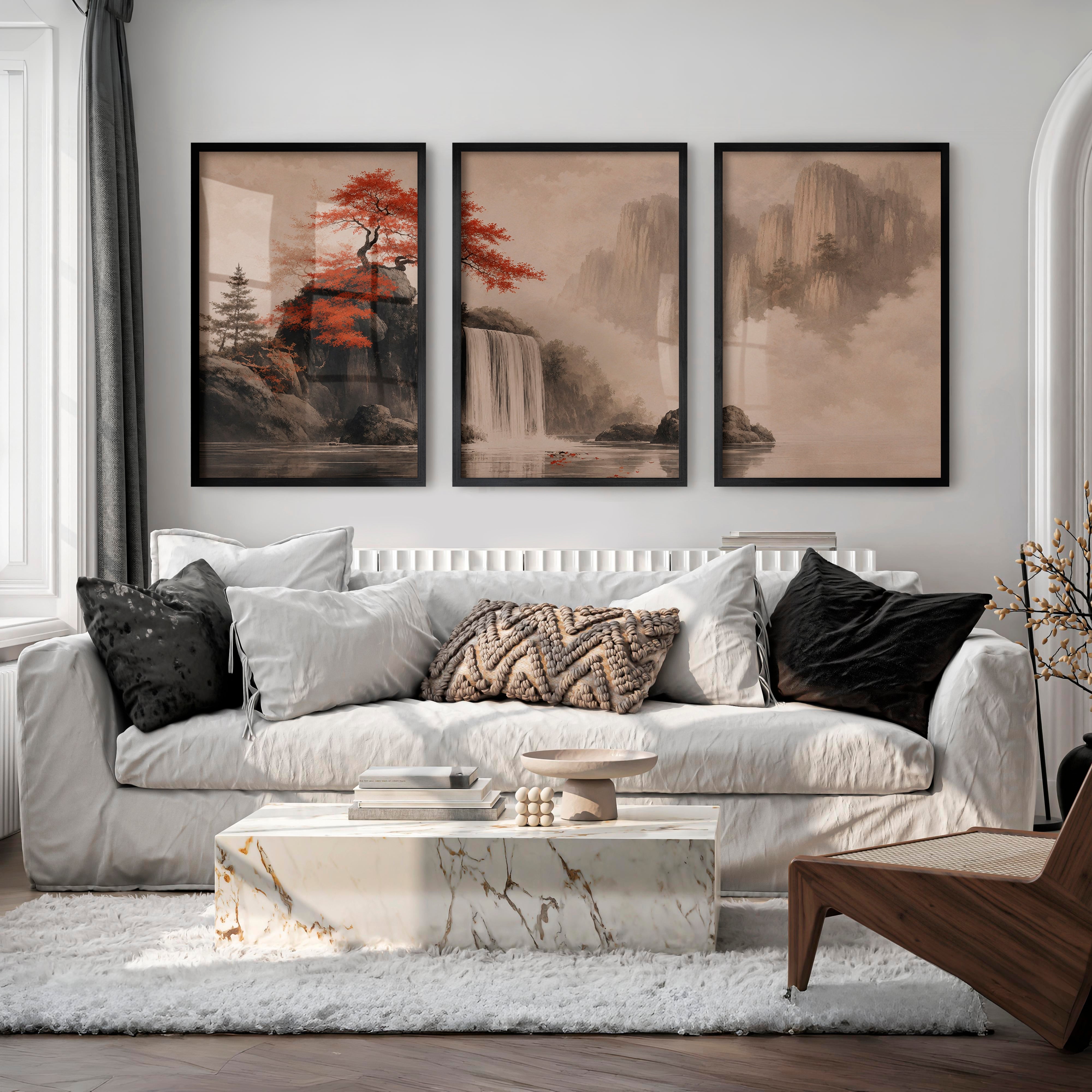 Japanese Bird Art Featuring Flying Crane and Bamboo - Black Framed Poster No Border - Artworksets