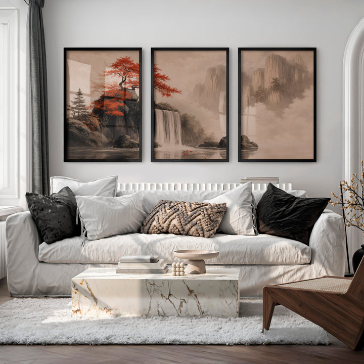 Japanese Bird Art Featuring Flying Crane and Bamboo - Black Framed Poster No Border - Artworksets