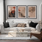 Japanese Bird Art Featuring Flying Crane and Bamboo - Black Framed Poster with White Border - Artworksets