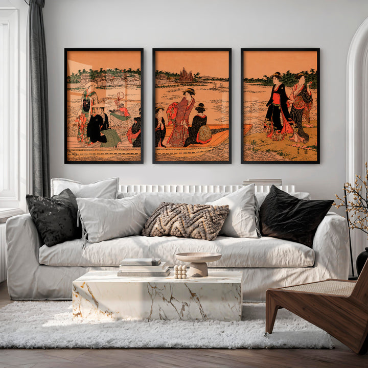 Elegant Japanese Bird Art Featuring a Flying Crane Over Mountains - Black Framed Poster No Border - Artworksets