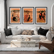 Elegant Japanese Bird Art Featuring a Flying Crane Over Mountains - Black Framed Poster with White Border - Artworksets