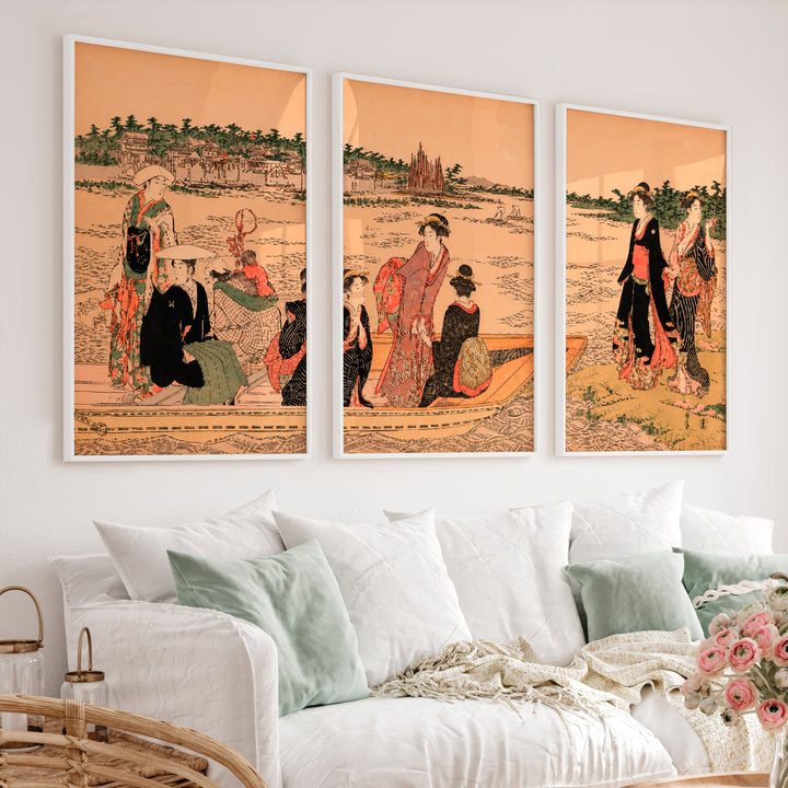 Elegant Japanese Bird Art Featuring a Flying Crane Over Mountains - White Framed Poster No Border - Artworksets