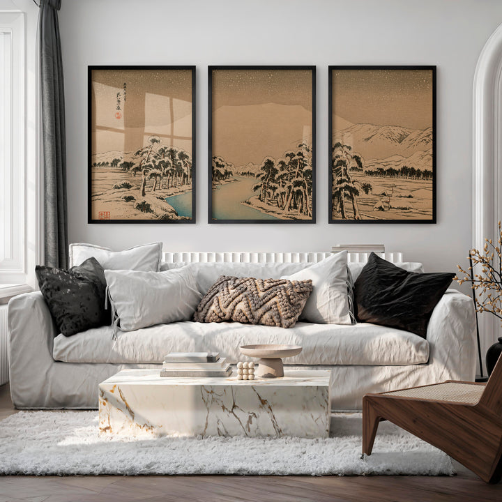 Japanese Bird Art Featuring Colorful Flying Herons - Black Framed Poster No Border - Artworksets