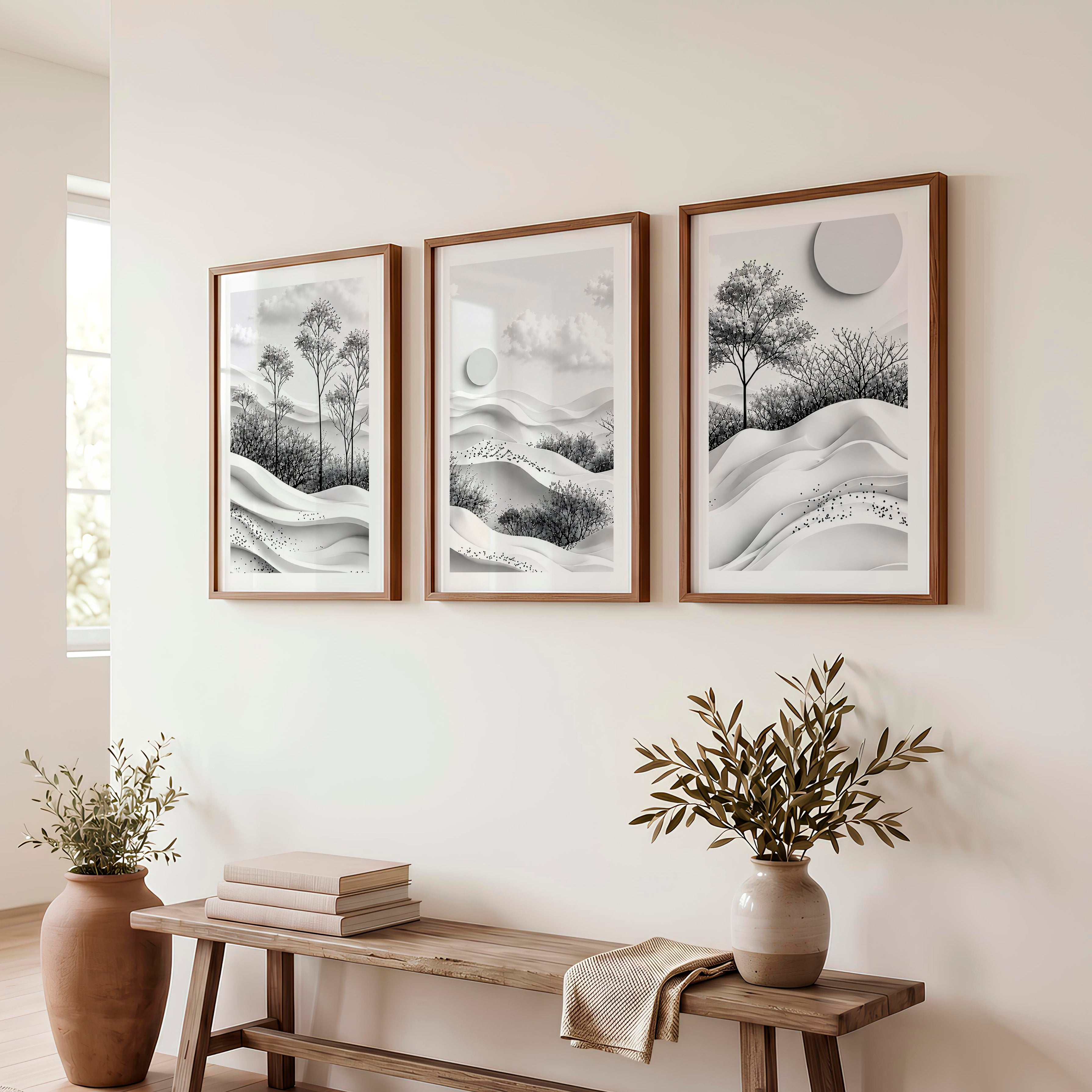Japanese Bird Artwork Featuring Swallows and Cherry Blossoms - Dark Brown Framed Poster with White Border - Artworksets