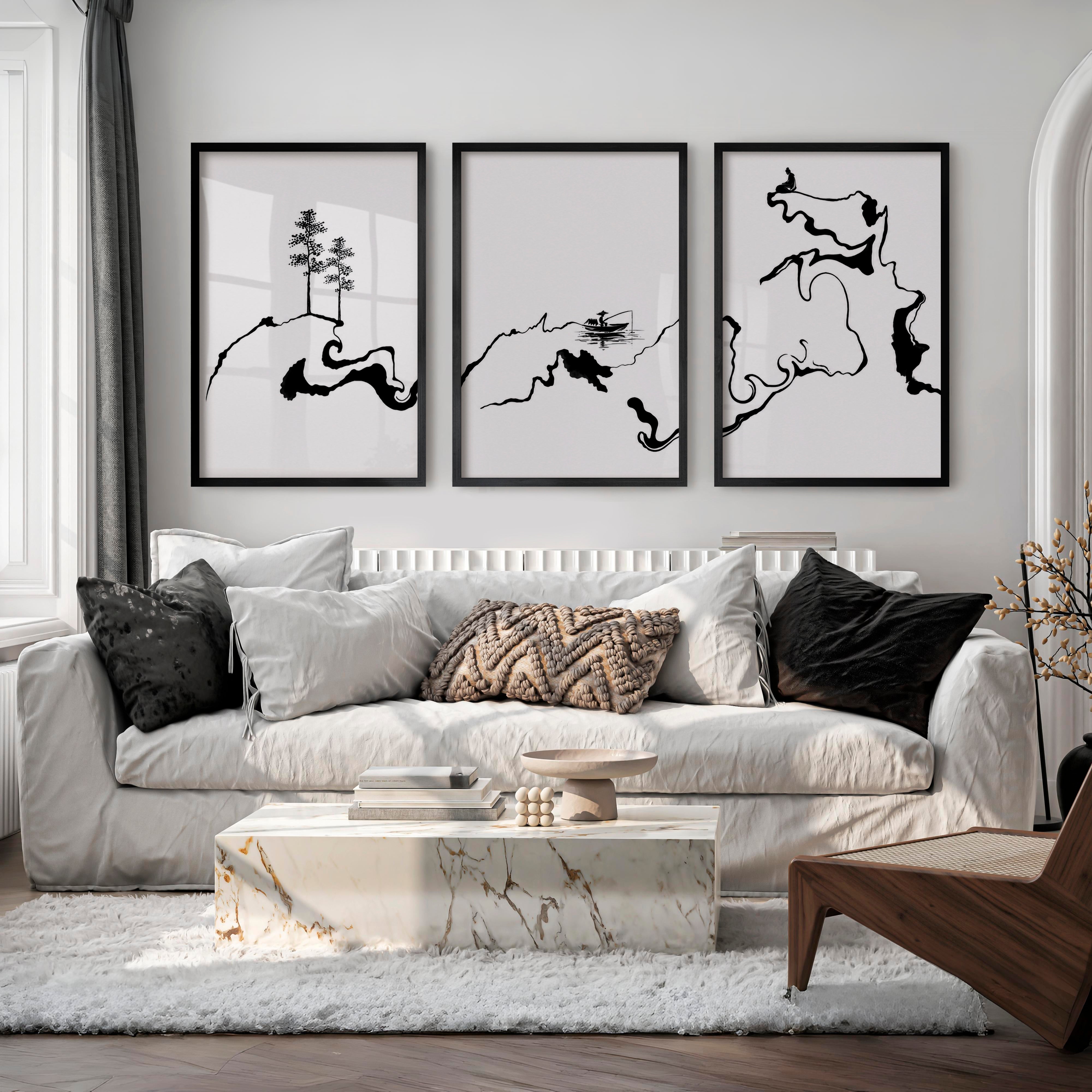 Japanese Cherry Blossom Art Featuring Delicate Cherry Branches - Black Framed Poster No Border - Artworksets