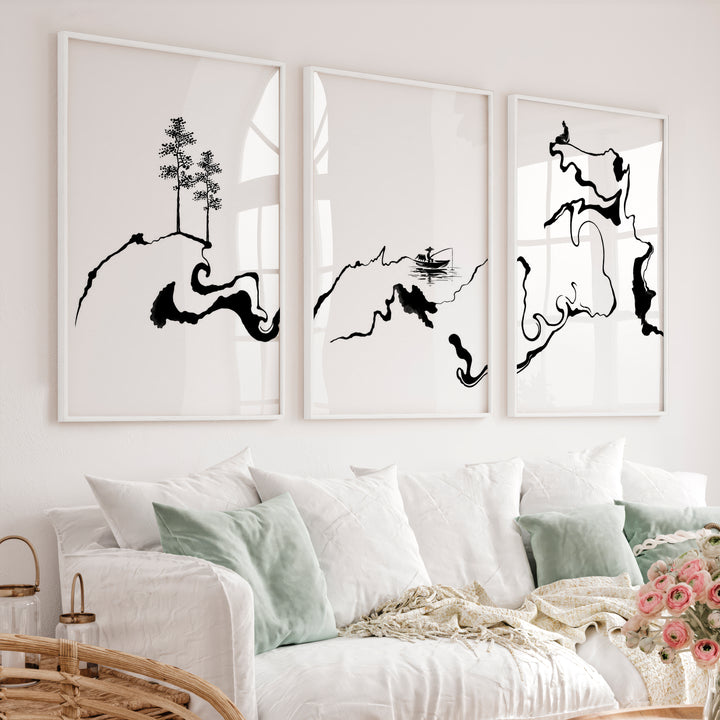 Japanese Cherry Blossom Art Featuring Delicate Cherry Branches - White Framed Poster No Border - Artworksets