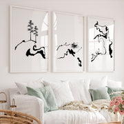 Japanese Cherry Blossom Art Featuring Delicate Cherry Branches - White Framed Poster with White Border - Artworksets