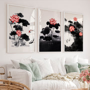 Japanese Cherry Blossom Art with White Blossoming Branches - White Framed Poster No Border - Artworksets