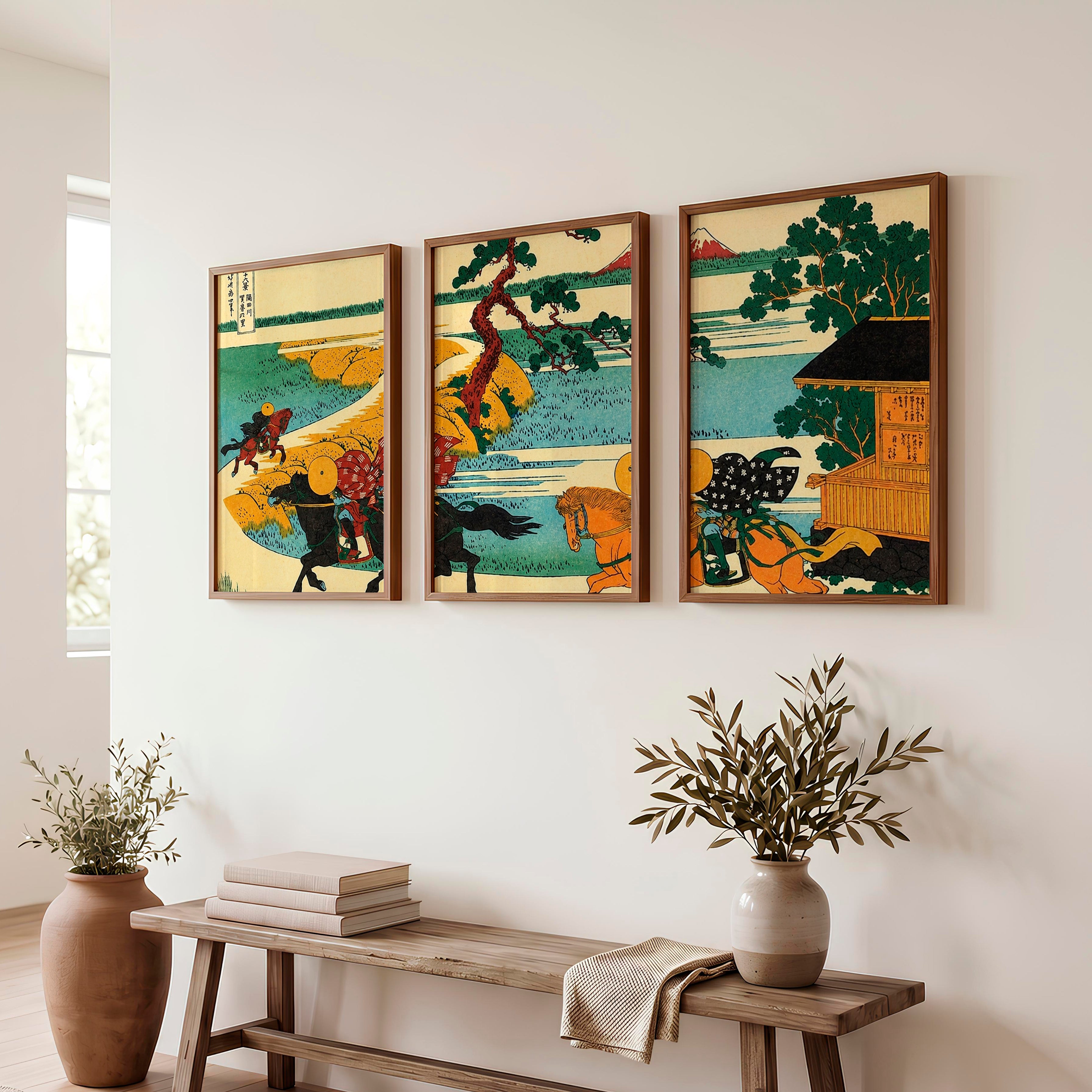 Elegant Japanese Crane Art Featuring Bamboo and Mountain Flight - Dark Brown Framed Poster No Border - Artworksets
