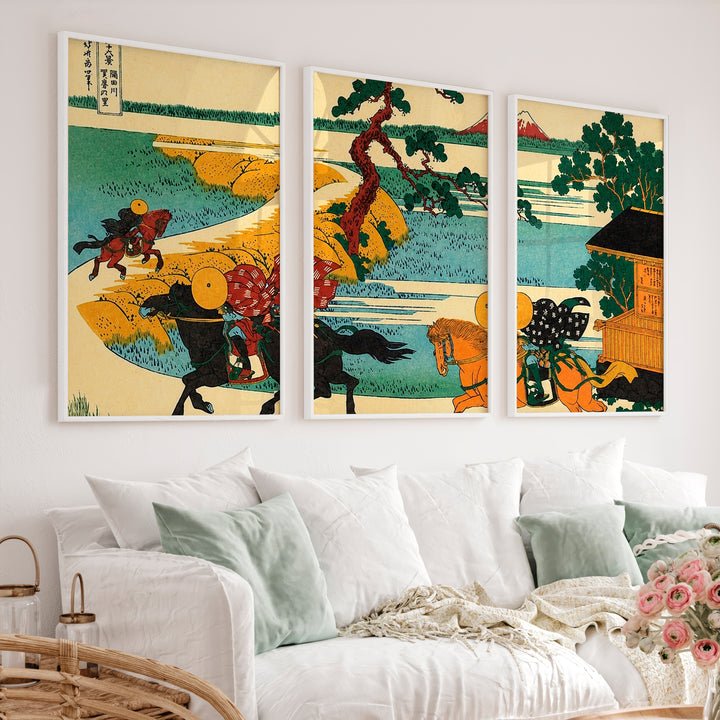 Elegant Japanese Crane Art Featuring Bamboo and Mountain Flight - White Framed Poster No Border - Artworksets
