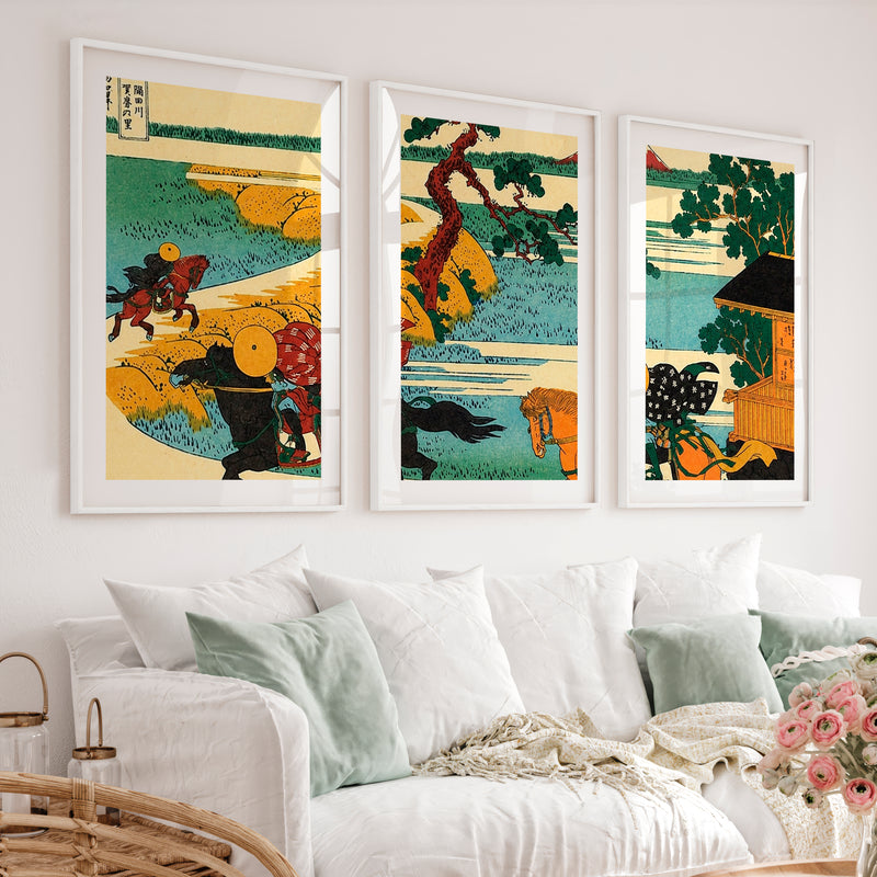 Elegant Japanese Crane Art Featuring Bamboo and Mountain Flight - White Framed Poster with White Border - Artworksets