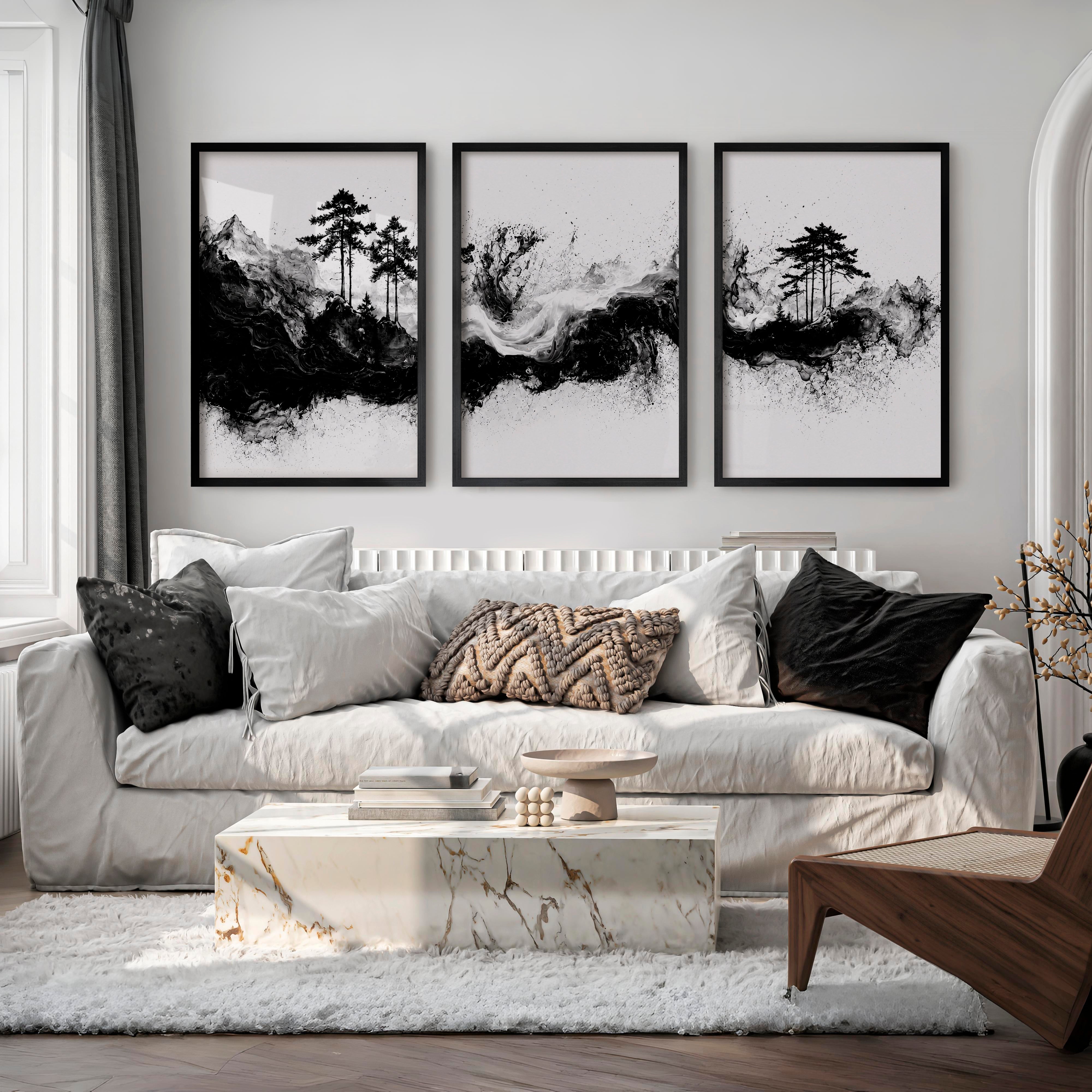 Japanese Floral Art Featuring Wildflowers in Warm Autumn Tones - Black Framed Poster No Border - Artworksets