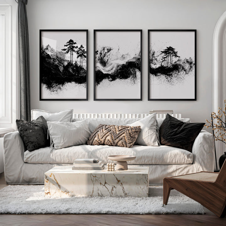 Japanese Floral Art Featuring Wildflowers in Warm Autumn Tones - Black Framed Poster No Border - Artworksets