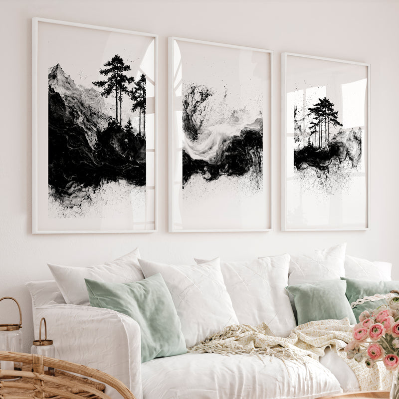 Japanese Floral Art Featuring Wildflowers in Warm Autumn Tones - White Framed Poster with White Border - Artworksets